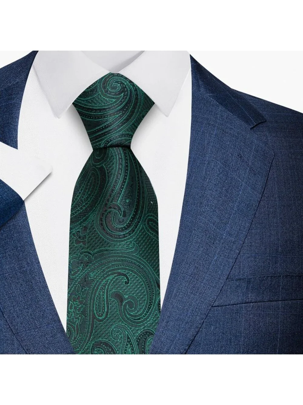 🆕Men's Green 100% Microfiber Paisley Jacquard Slim Formal Necktie For Wedding